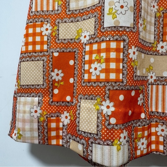 Vintage 60s/70s Orange Floral Short Sleeve Top Retro Boxy Women’s Size XL Boho - Picture 16 of 16